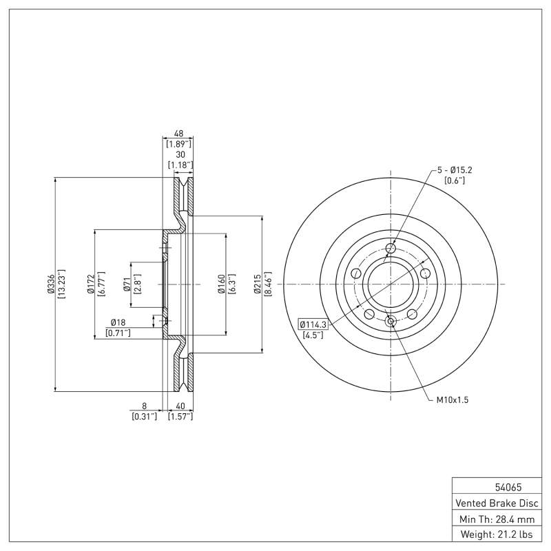Ford Mustang Brake Rotor (1) - Front - R1 Concepts - RNC - `11-`14